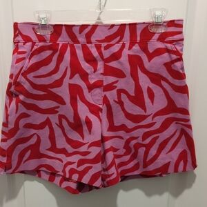 Spanx Size M On The Go Polished Shorts Slimming Pink Red Animal Print Pull On